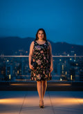 Vestido Nocturno Floral Bordado