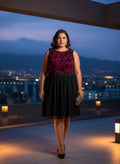 Vestido Nocturno Floreado Burdeos