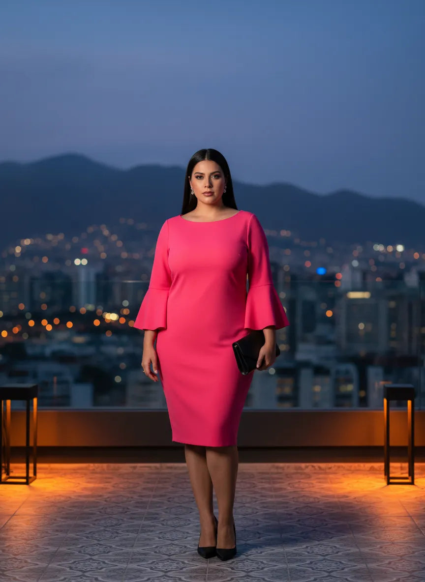 Vestido Rosa Fucsia Elegancia Vespertina