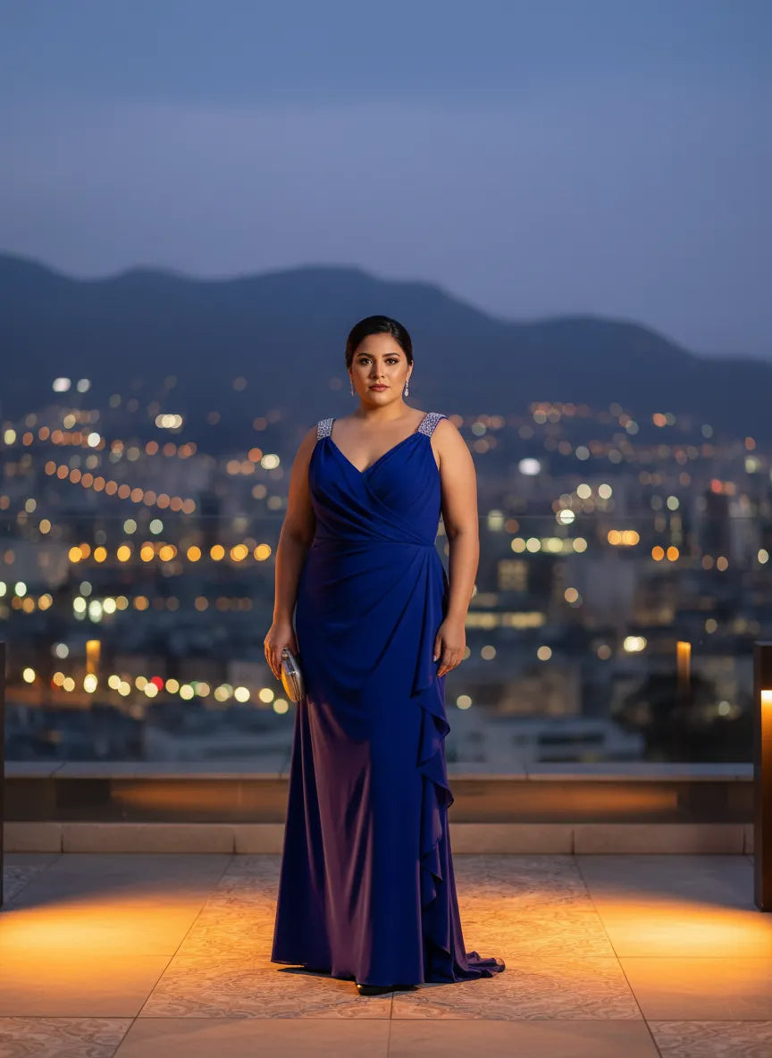Vestido de Noche Encanto Azul Real