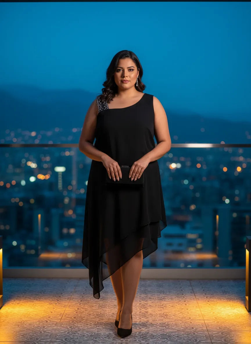 Vestido Asimétrico Noche Elegante