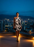 Vestido Asimétrico Nocturno con Estampado Floral