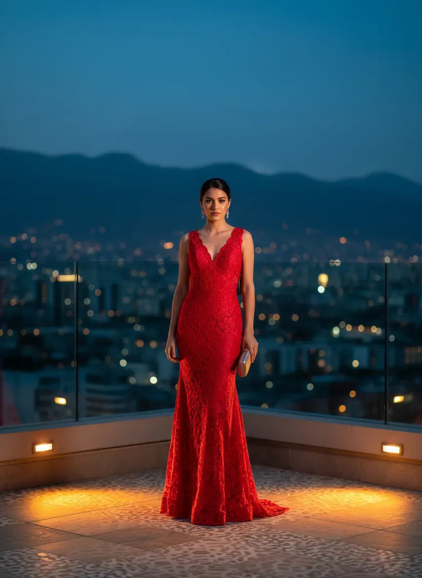 Vestido de Noche Rojo Pasión