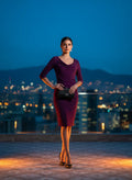 Vestido Cóctel Noche Púrpura Skyline