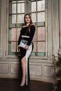 Vestido de Noche Monocromatico Moderno